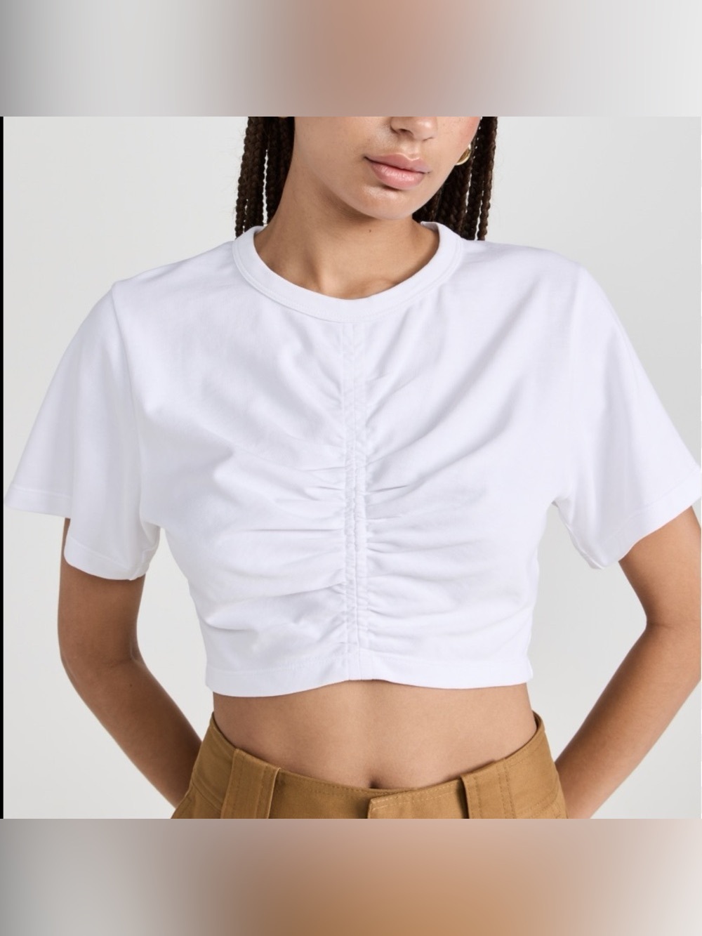 A.L.C. Johanna Cotton Jersey Gathered Tee In White size Medium